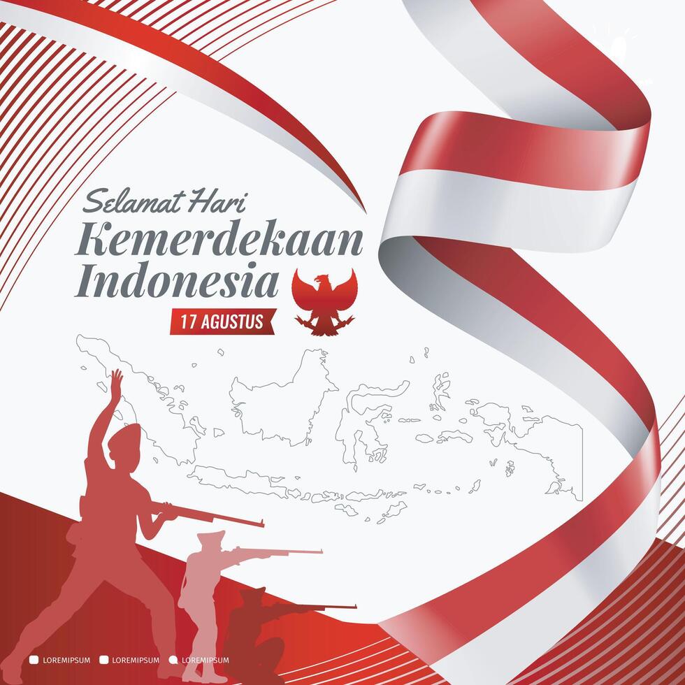 Anniversary Independence Day of the Republic of Indonesia. illustration Banner, Poster Template Design vector