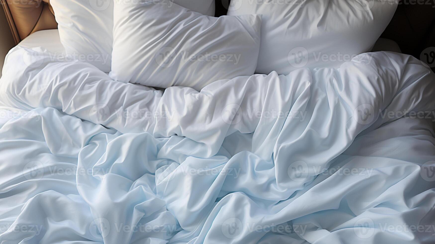 Modern aesthetic decoration white bed and pillows photo