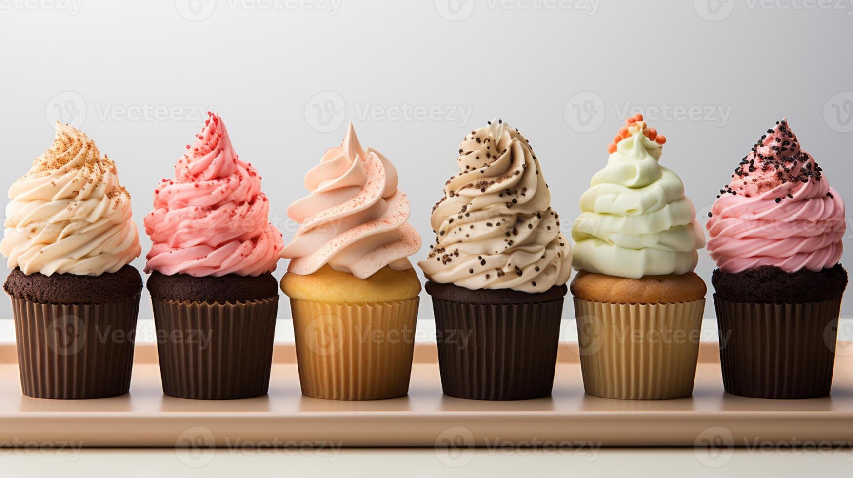 Mini cup cake cream and chocolate chips bakery breakfast photo
