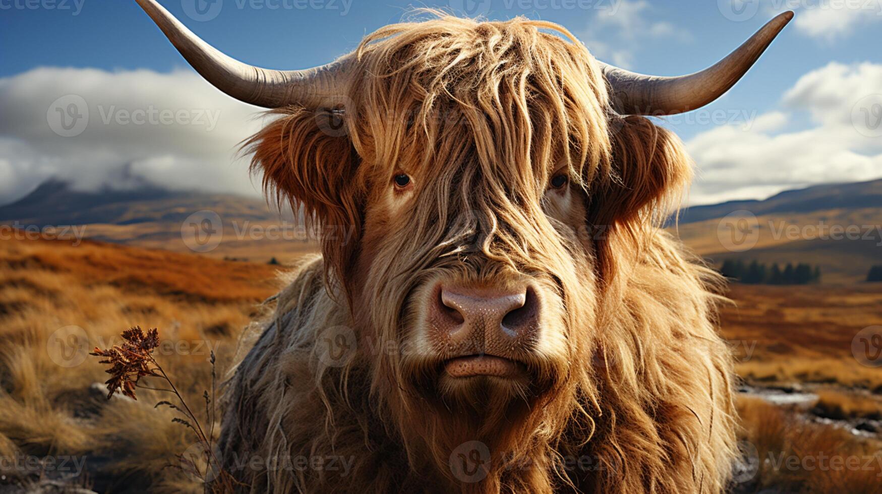 Ox animal mountain buffalo for working to farmland photo