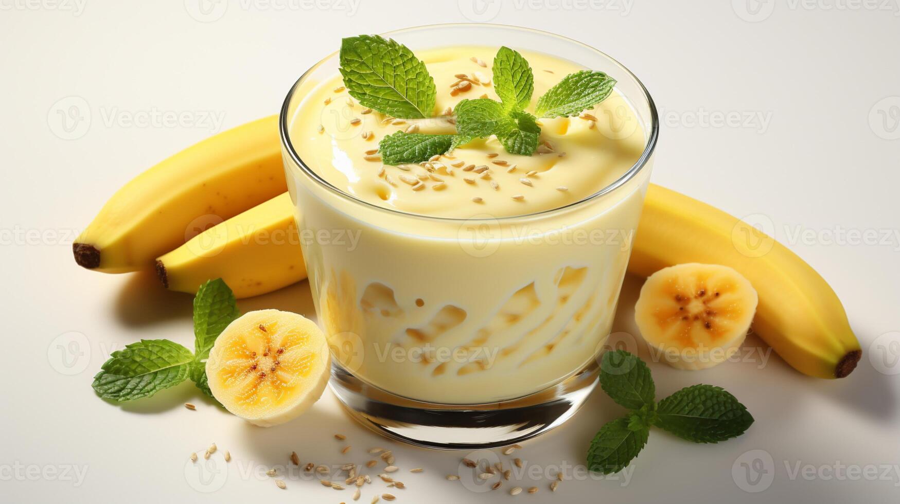 Banana smoothie juice fresh fruity dessert shake photo