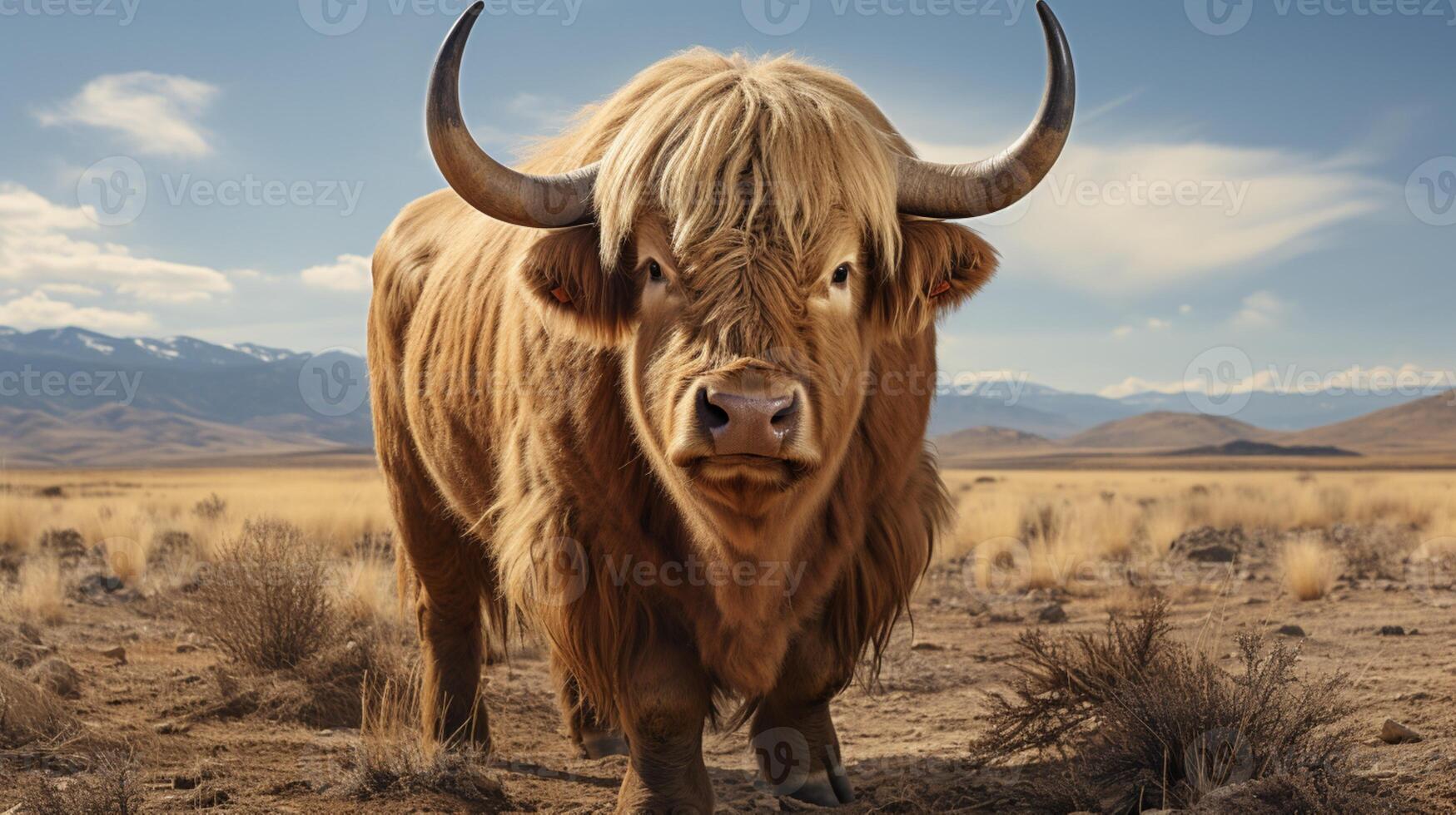 Ox animal mountain buffalo for working to farmland photo