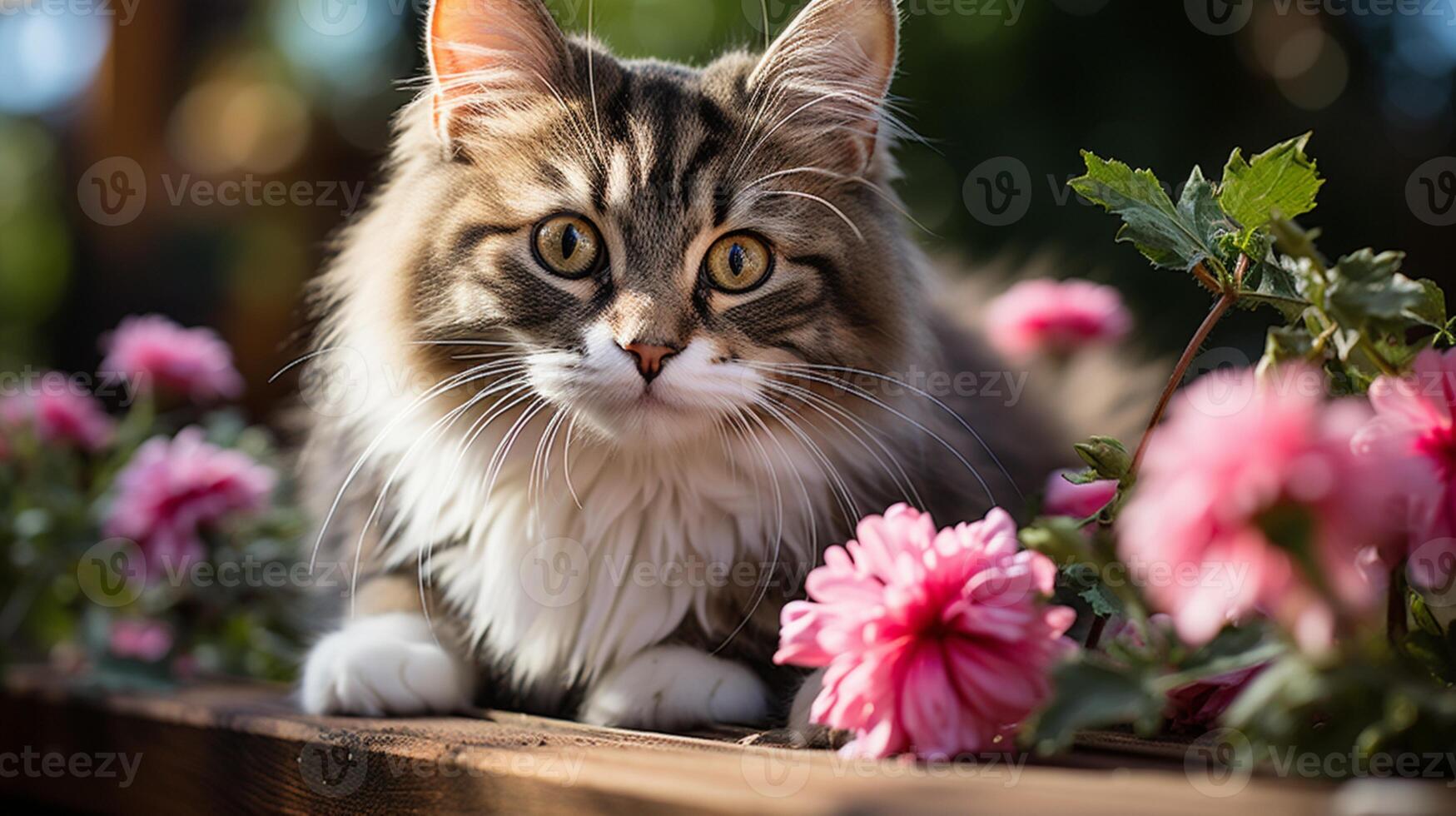 Baby cat on bed lazy time funny kitten playful little paw photo