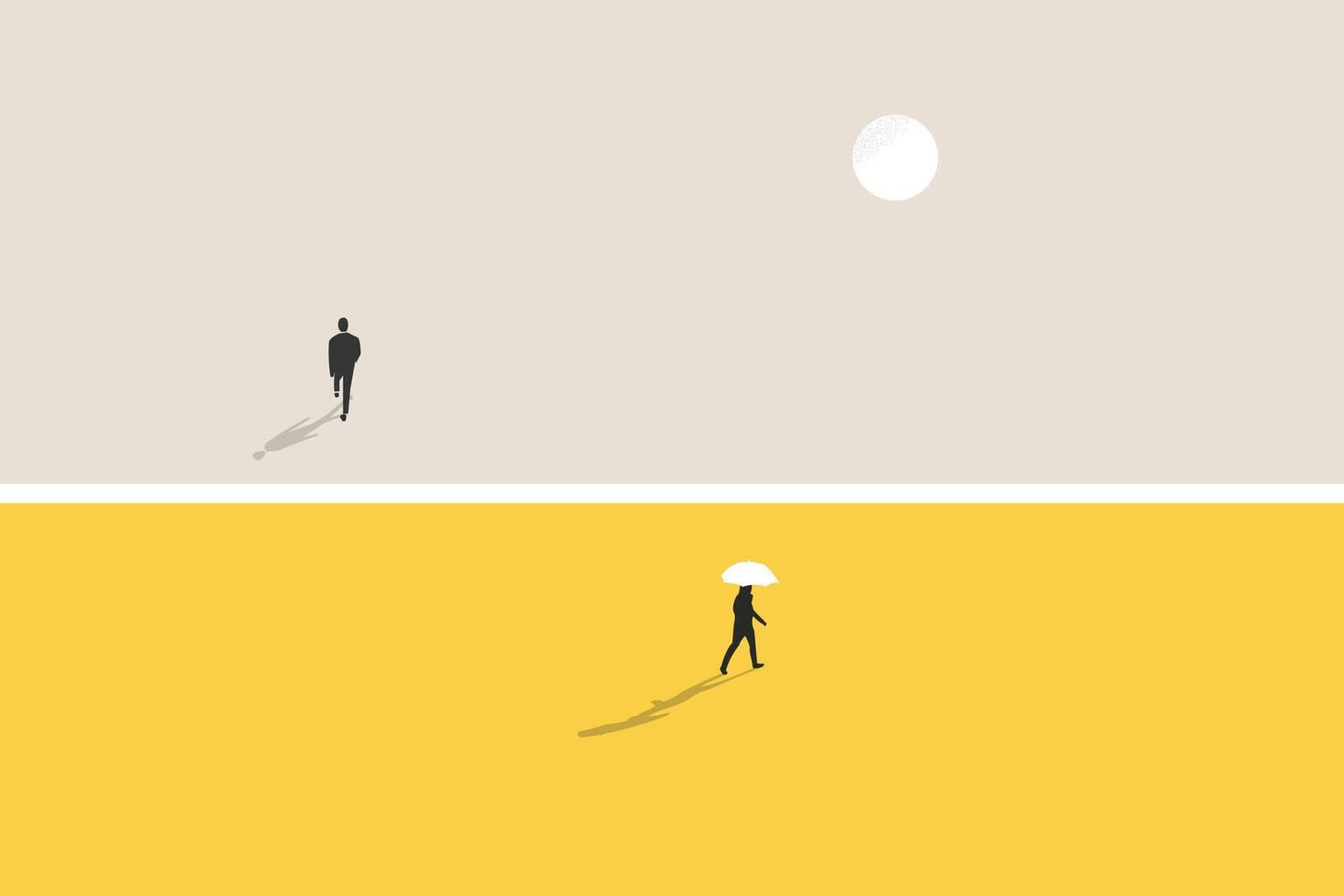 Business dispute or disagreement concept with two businessman walking away from each other. Symbol of miscommunication, conflict, argument. Eps10 illustration vector