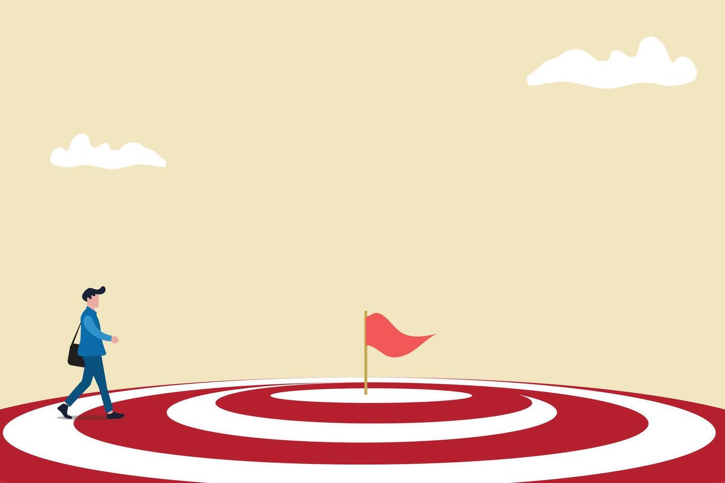Businessman in the way to the goal or target. Business growth and improvement, target high profit, stock market and success vector