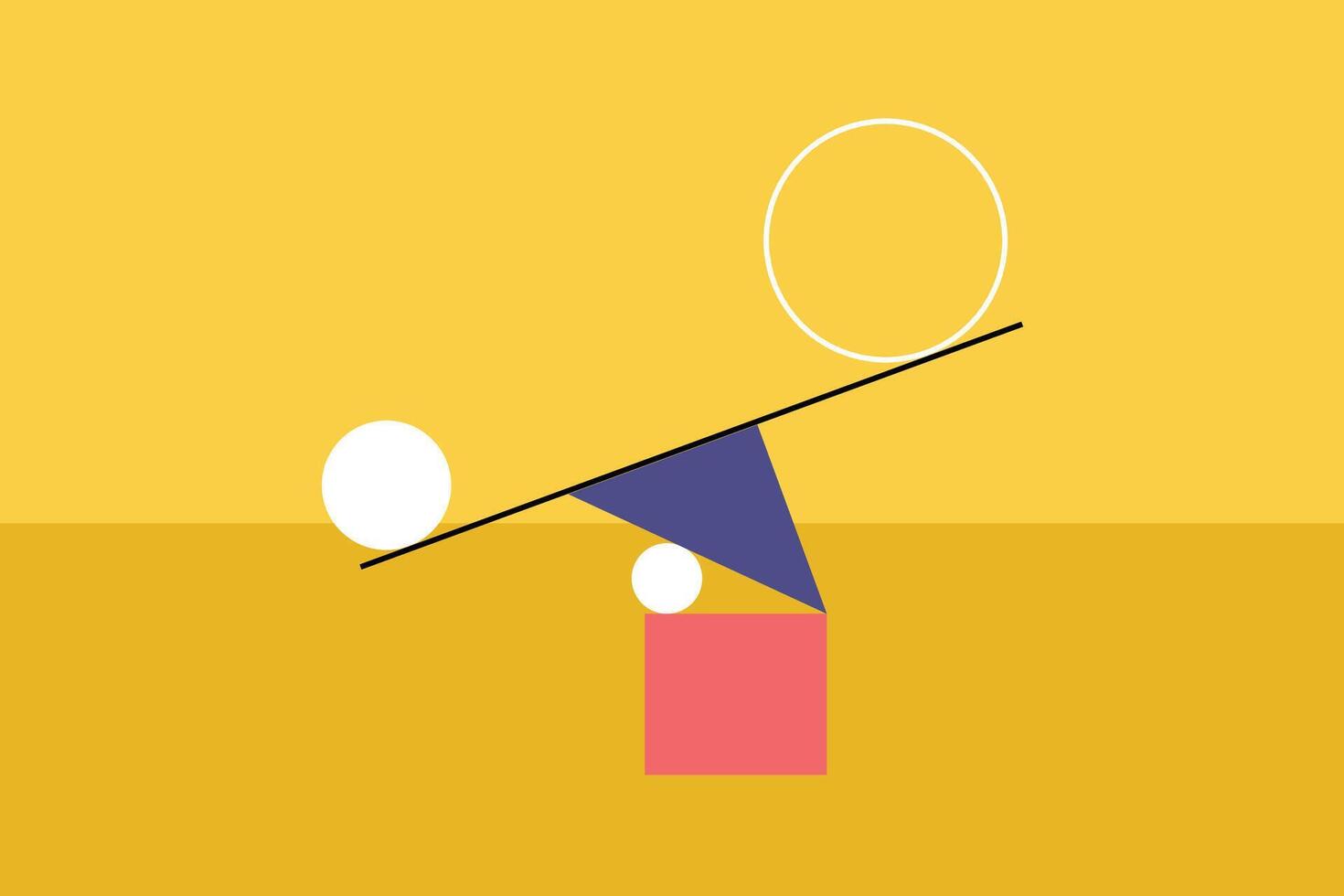 Scale balancing one big ball and small one. Concept of harmony and balance vector