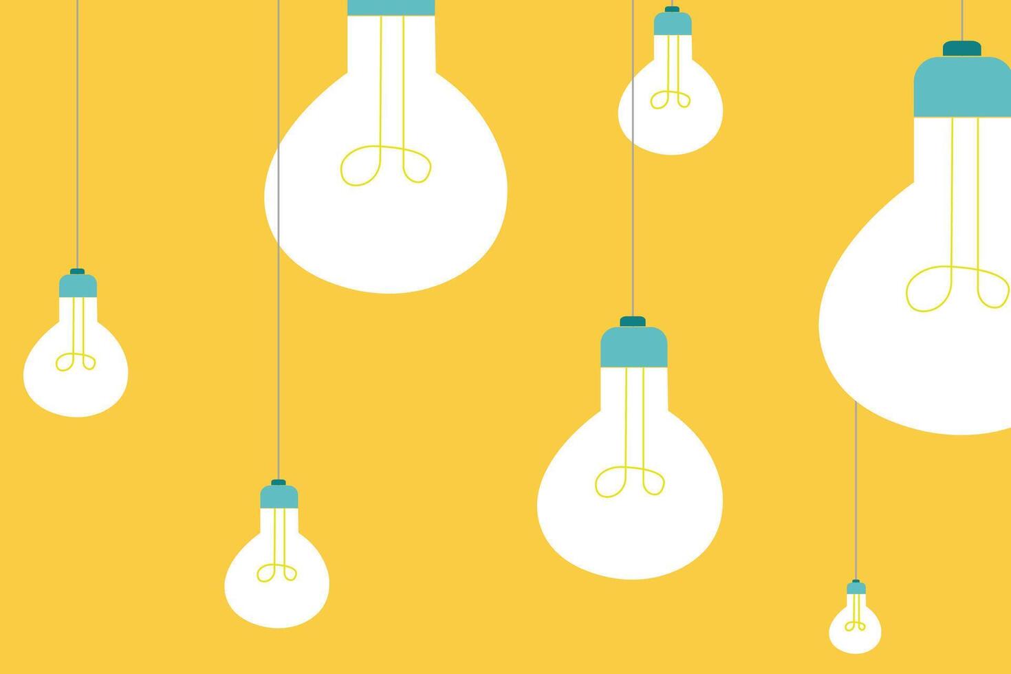 Hanging white light bulb yellow background vector