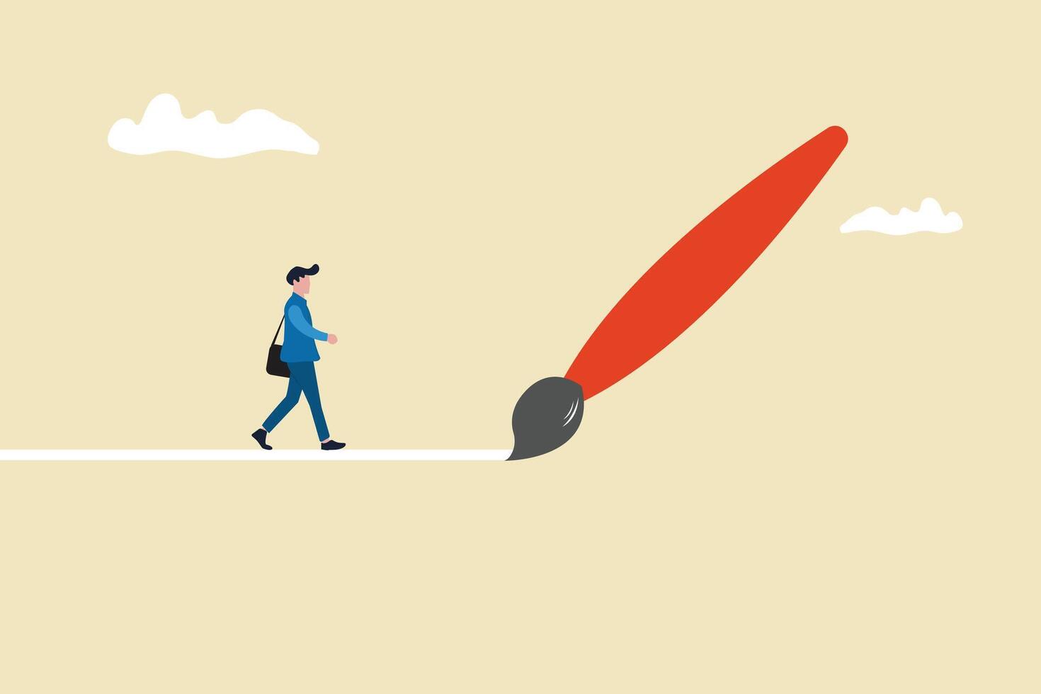 Businessman walking follow the path. concept of strategy, mission, success, thinking vector