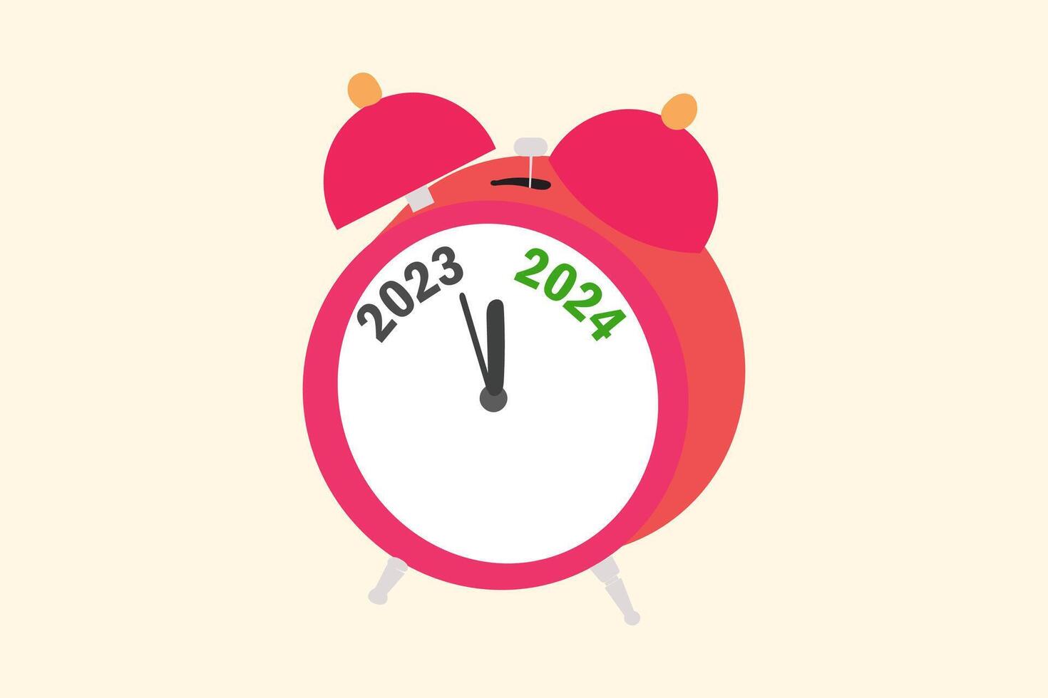 2023 and 2024 on red alarm clock on yellow background for preparation of Merry Christmas and Happy new year concept vector