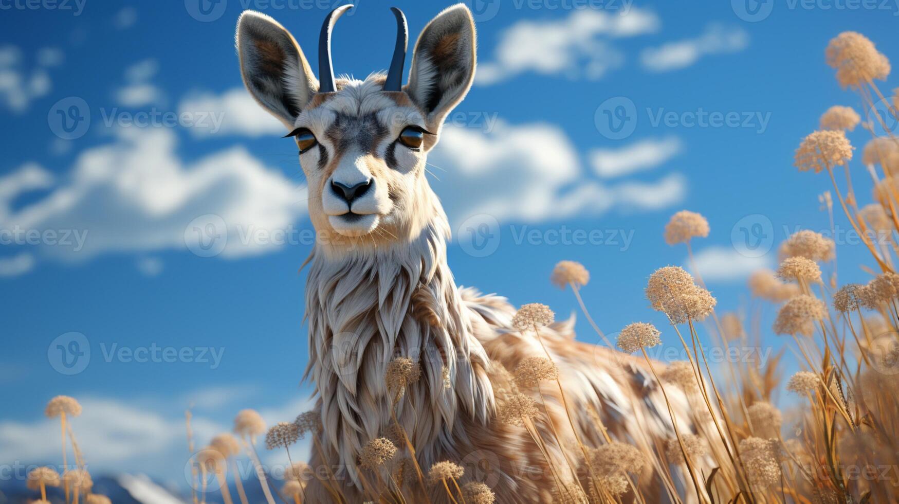 Dorcas gazelle animal goat mountain with long horn nature wildlife photo