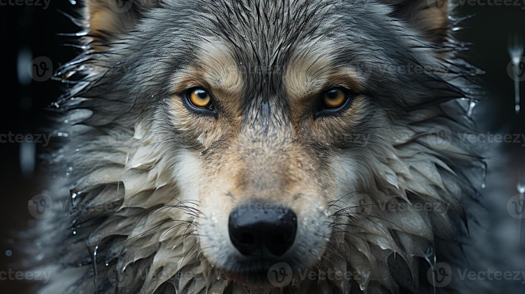 Wolf grey fur animal forest predator face closeup photo