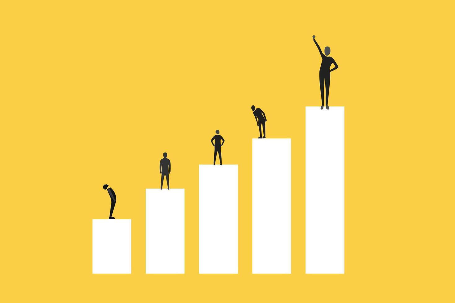 Business people standing on bar graph. Financial market growth. The concept of success, financial growth, profit.Career or investment opportunity symbol. Financial market, stock exchange vector
