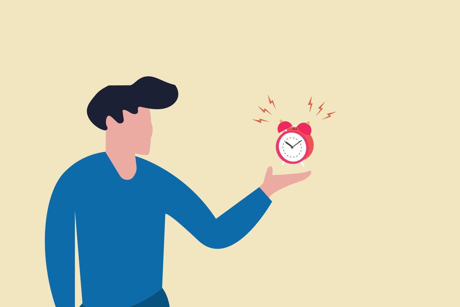 Businessman holding a clock in her hand. concept of time management, plan your time, deadline , just in time vector