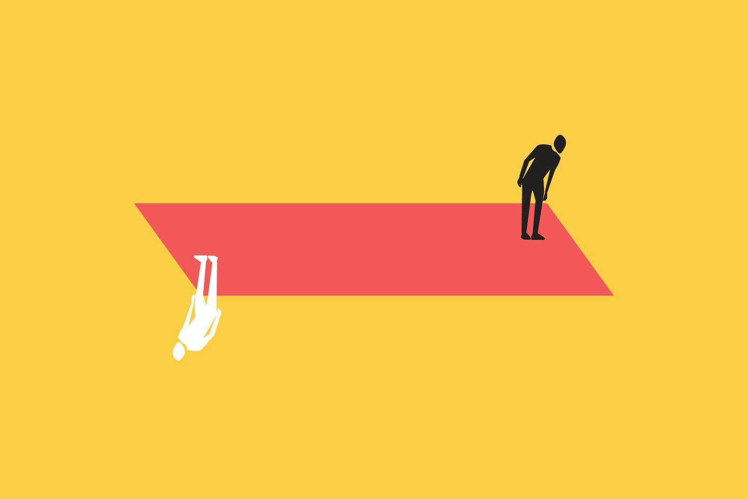 Businessman standing on different side. concept of different opinion, direction, disagreement, miscommunication and risk vector