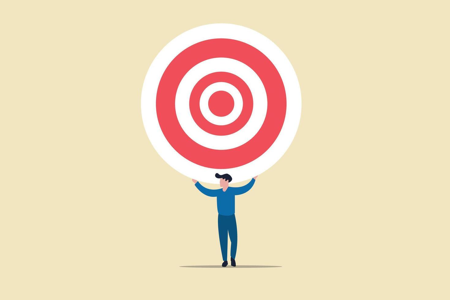 Businessman lifting a target. concept of Reach target or reach goal, success, achievement or growth, challenge and motivation vector
