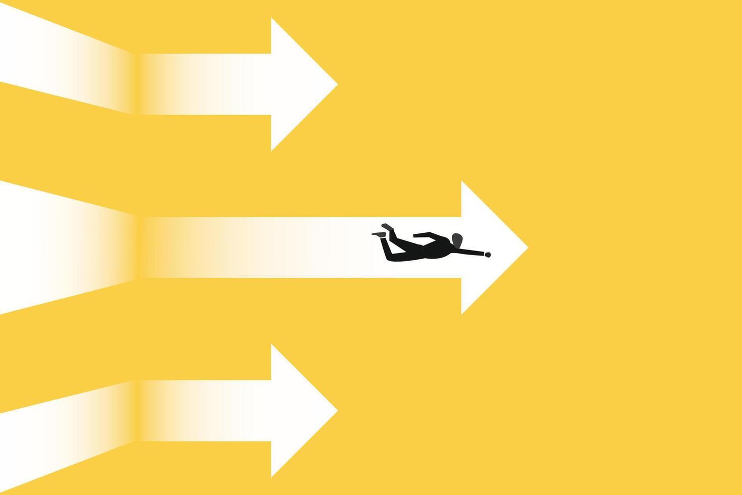 Businessman follow a arrows for business opportunities. Symbol of ambition, motivation and long road ahead vector