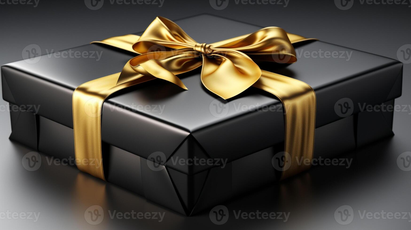 Gift box black with gold bow for special celebrate moment package photo