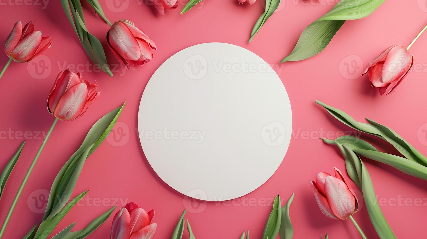 Blank white board and beauty tulip flower message text copy space photo