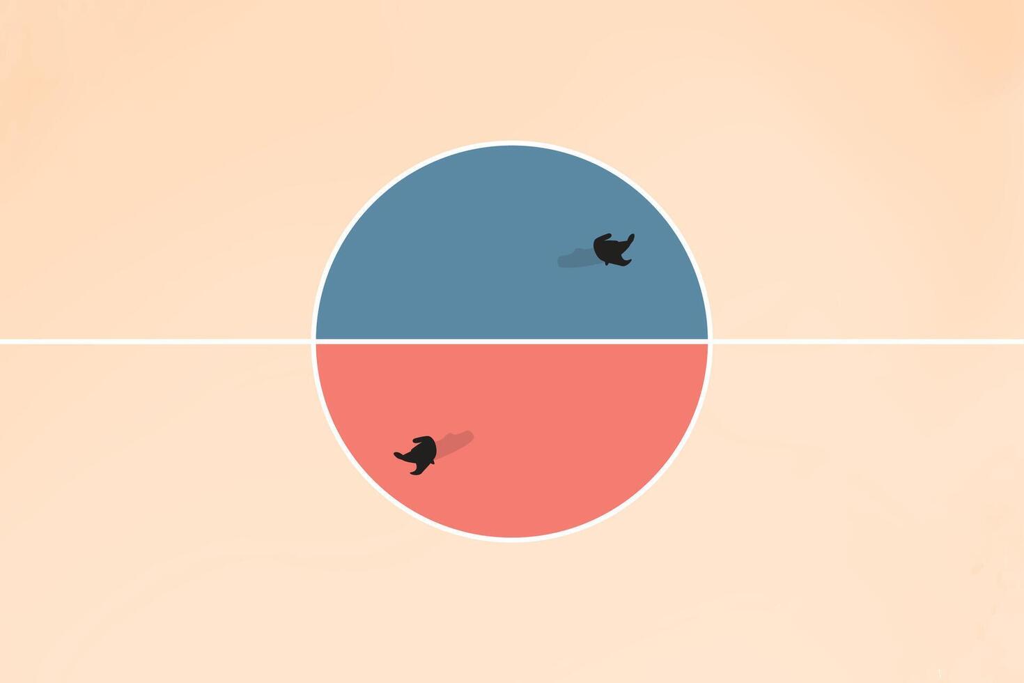 Business dispute or disagreement concept with two businessman walking away from each other. Symbol of miscommunication, conflict, argument. Eps10 illustration. 4 vector