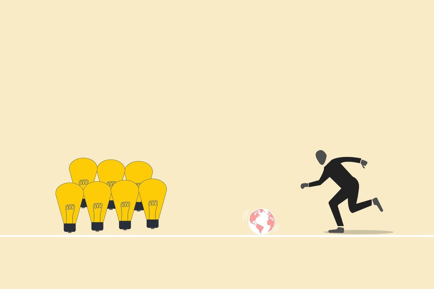 globe or world strike with lightbulb. ideas and creativity concept. vector