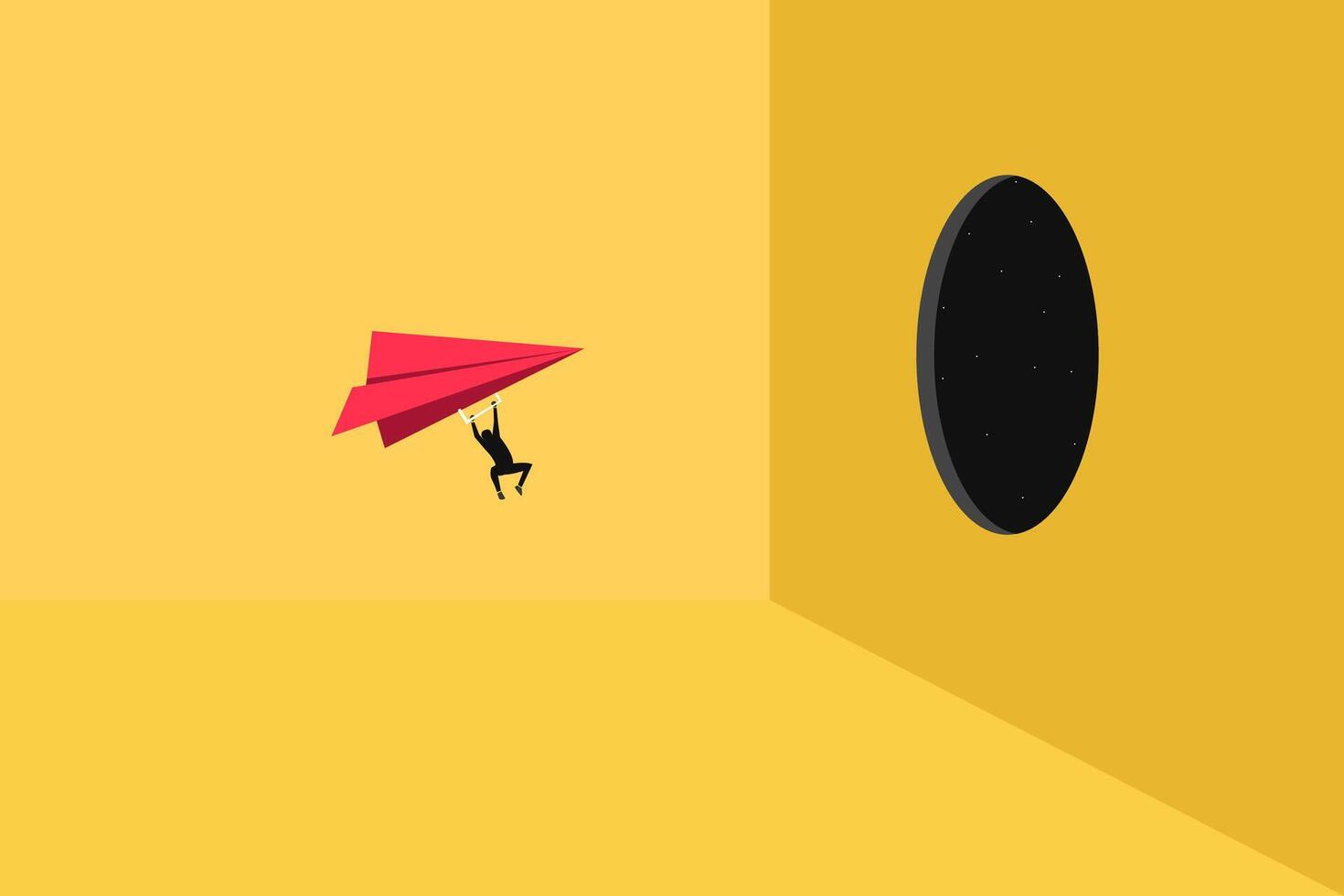 Leadership success concept red paper plane. Think differently, new idea, change, trend, courage, creative solution, innovation concept vector