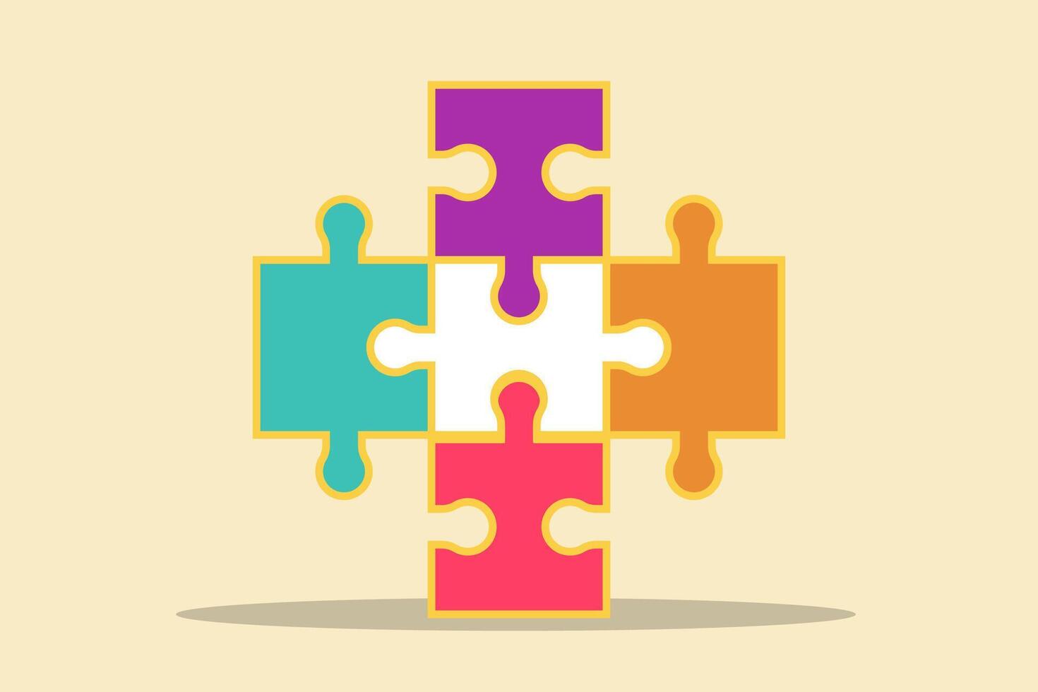Connection together puzzle pieces. concept of Team elements Business, teamwork, cooperation, partnership vector
