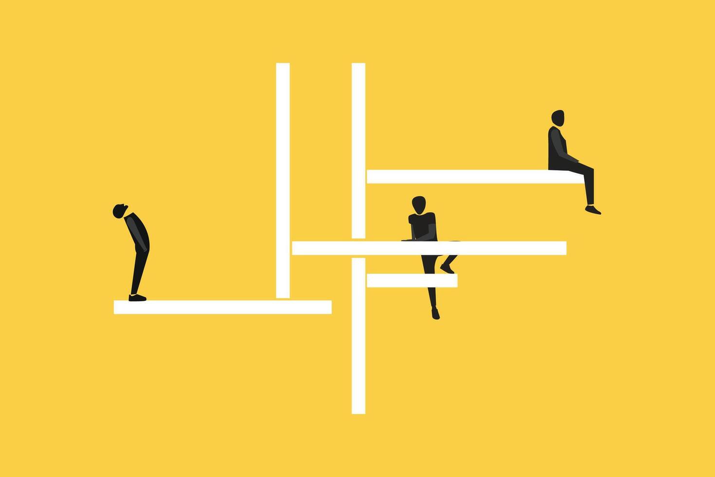 Business challenge concept with man on the with the risk and leadership. Goal or target behind obstacle. Eps10 illustration vector