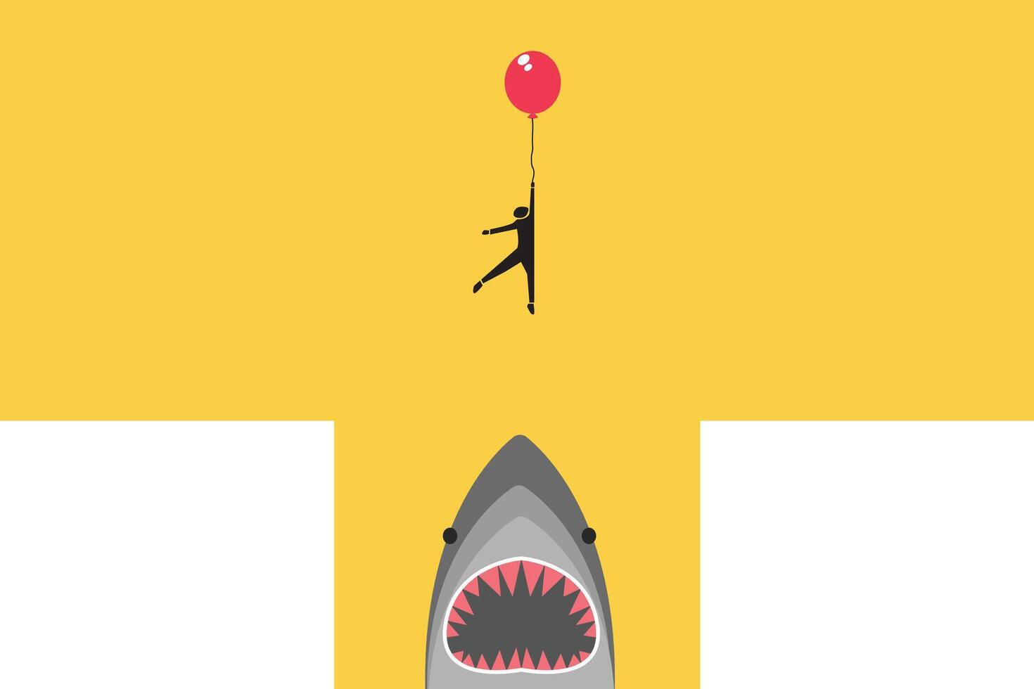 businessman fly with balloon through the gap. Concept of success, motivation, goal, professional growth vector