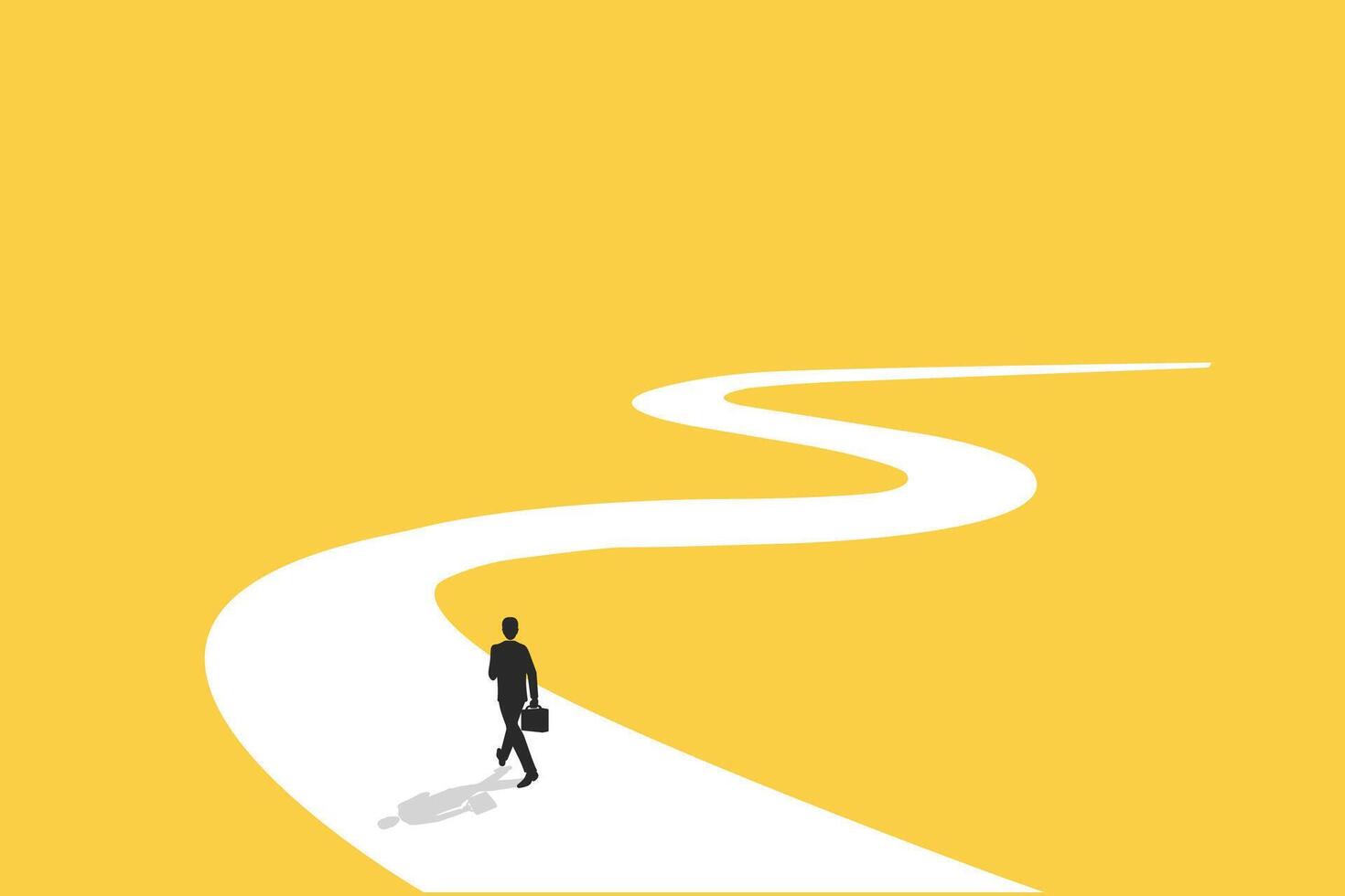 Businessman follow a path for business opportunities. visionary leadership different business routes. Symbol of ambition, motivation and long road ahead vector