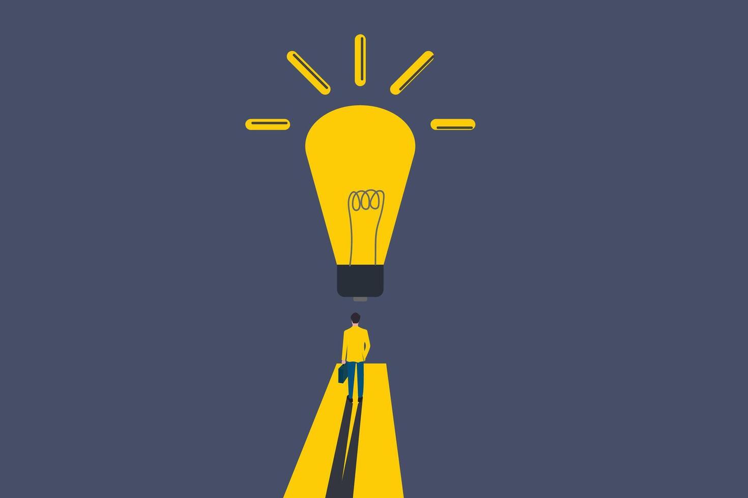 Business recruitment or hiring concept. Looking for talent. Business man standing front of lightbulb or searchlight looking for new career opportunities. Eps10 illustration vector