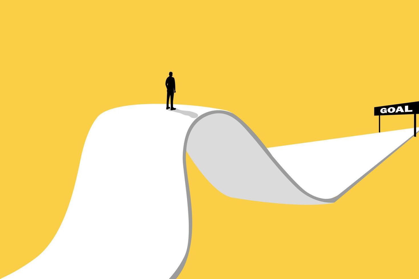 Businessman follow a path for business goal. visionary leadership different business routes. Symbol of ambition, motivation and long road ahead vector