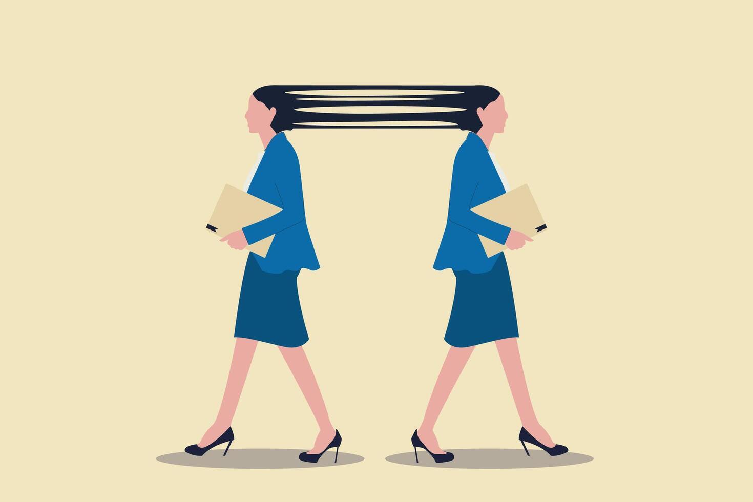 Business woman exchange idea to idea. concept of brainstorm, knowledge, creativity and innovation vector