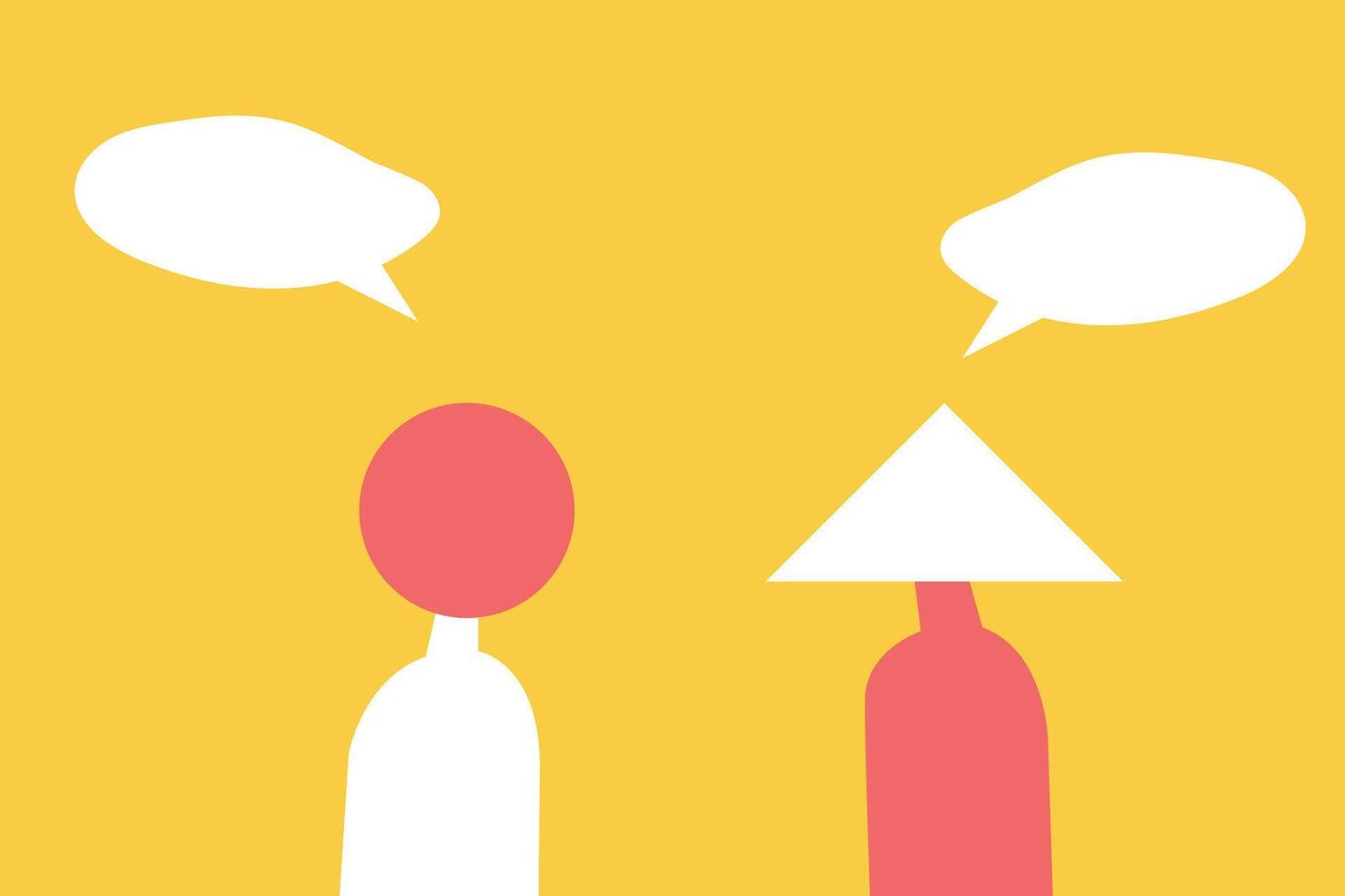 People from different culture speaking the same idea. concept of solution or partnership deal, perfect match connection vector