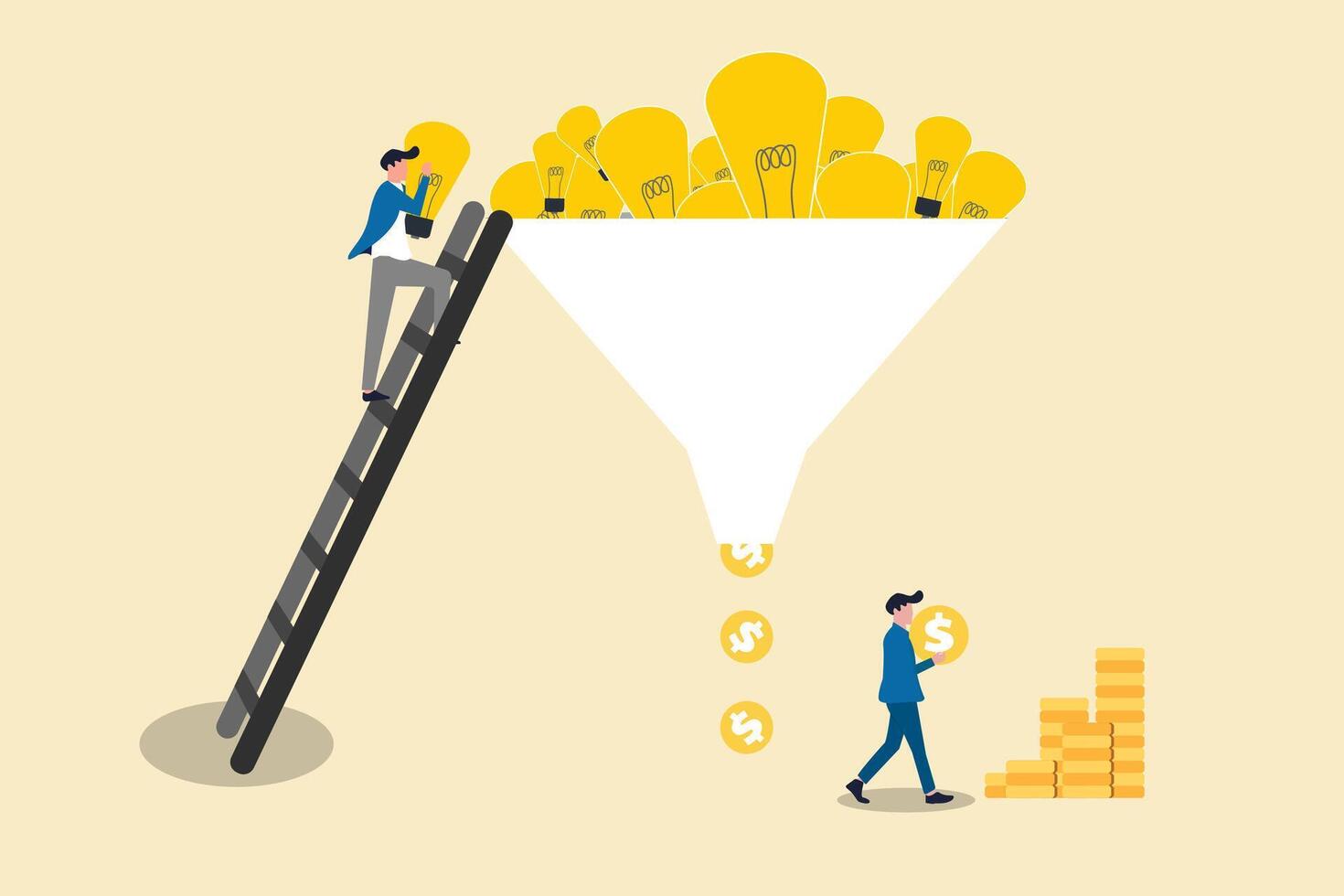 Idea making money. financial plan or business idea concept vector