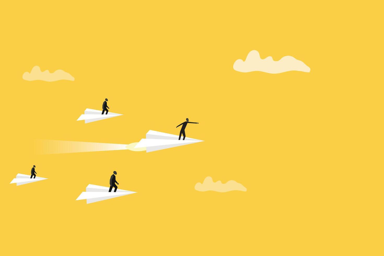 Leadership success concept white paper plane. Think differently, new idea, change, trend, courage, creative solution, innovation concept vector