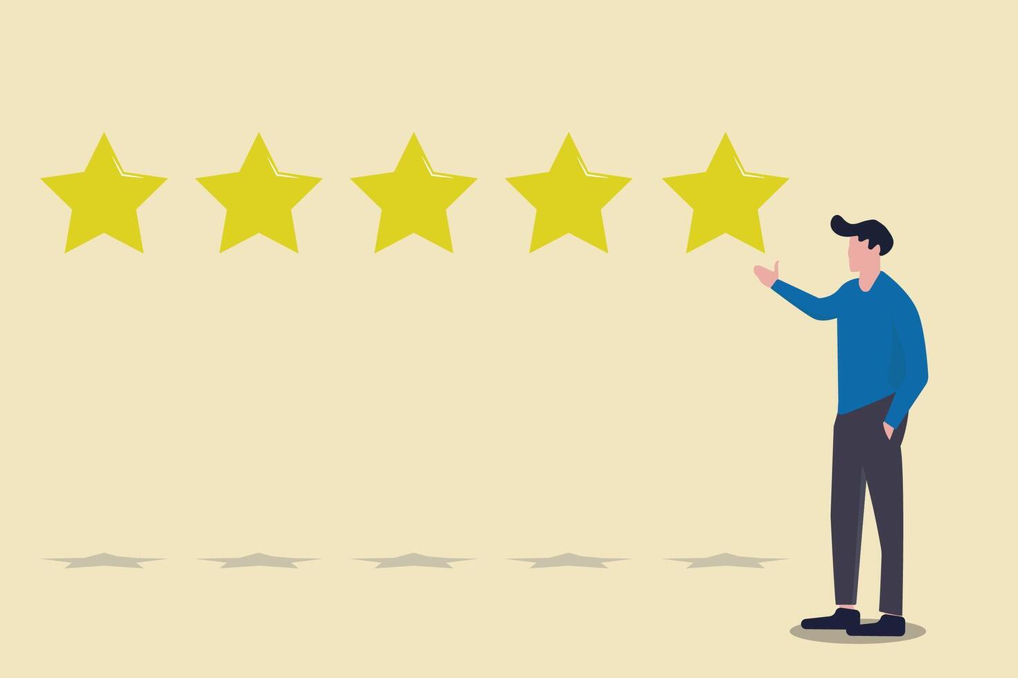 customer present the stars to complete five stars. concept of Service rating, satisfaction, and experience vector