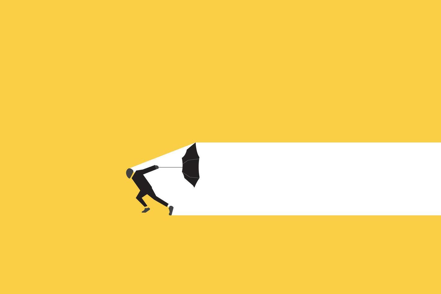 Businessman run so fast with umbrella. concept of Progress to success, achieve goal, business career path, challenge vector