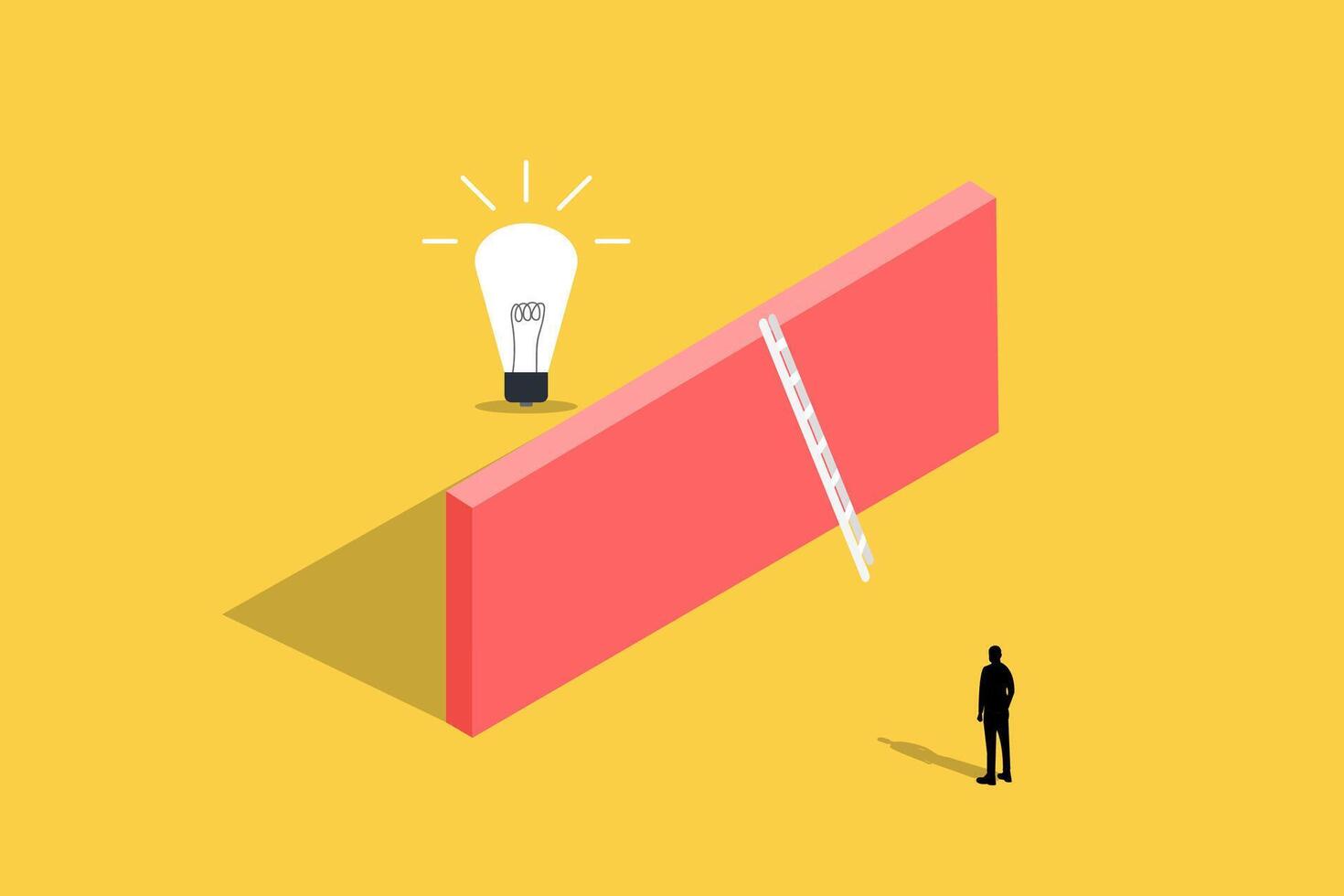 Businessman look the stairs reaching a light bulb. idea, brainstorming, startup, inspiration concept vector