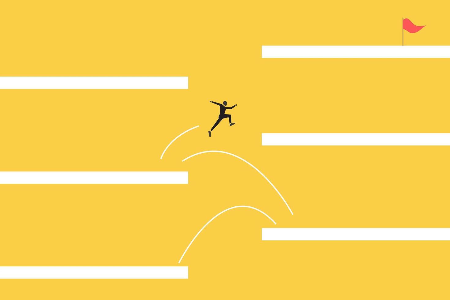 Businessman jumping to top. Concept of target, successfully. advancement in career or business growth, Aspiration and motivation vector
