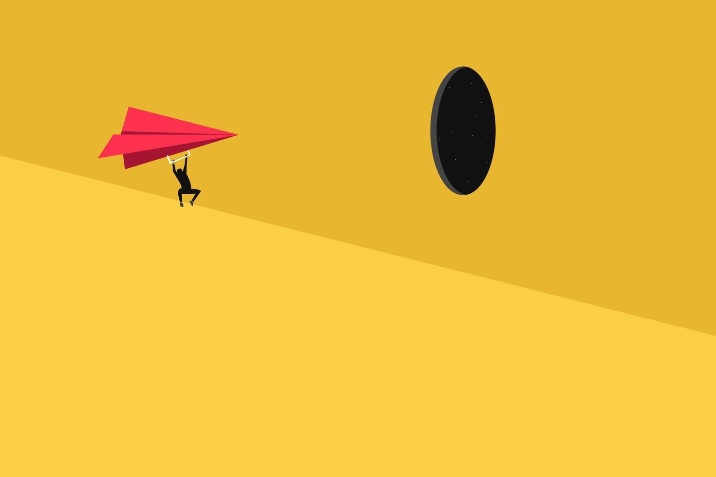 Leadership success concept red paper plane. Think differently, new idea, change, trend, courage, creative solution, innovation concept vector