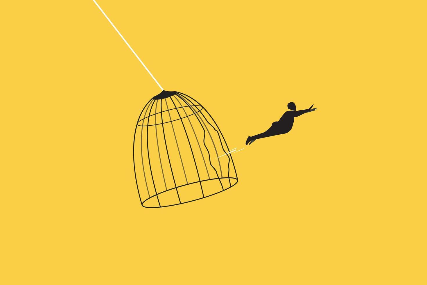 Businessman jump escape from trap. concept of escape from comfort zone, experience new challenge and break free for freedom vector