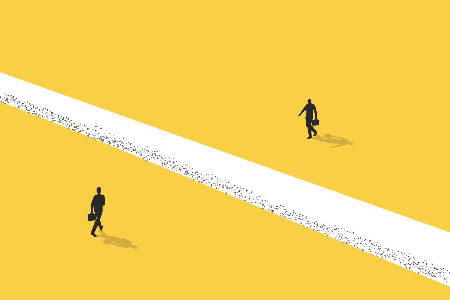 Business dispute or disagreement concept with two businessman walking away from each other. Symbol of miscommunication, conflict, argument. Eps10 illustration vector