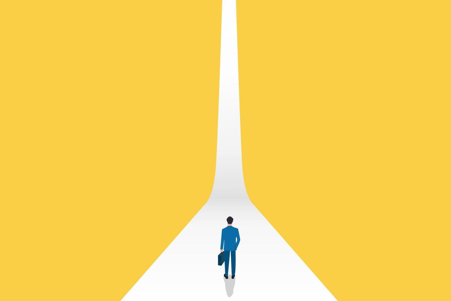 Businessman follow a path for business opportunities. visionary leadership different business routes. Symbol of ambition, motivation and long road ahead vector