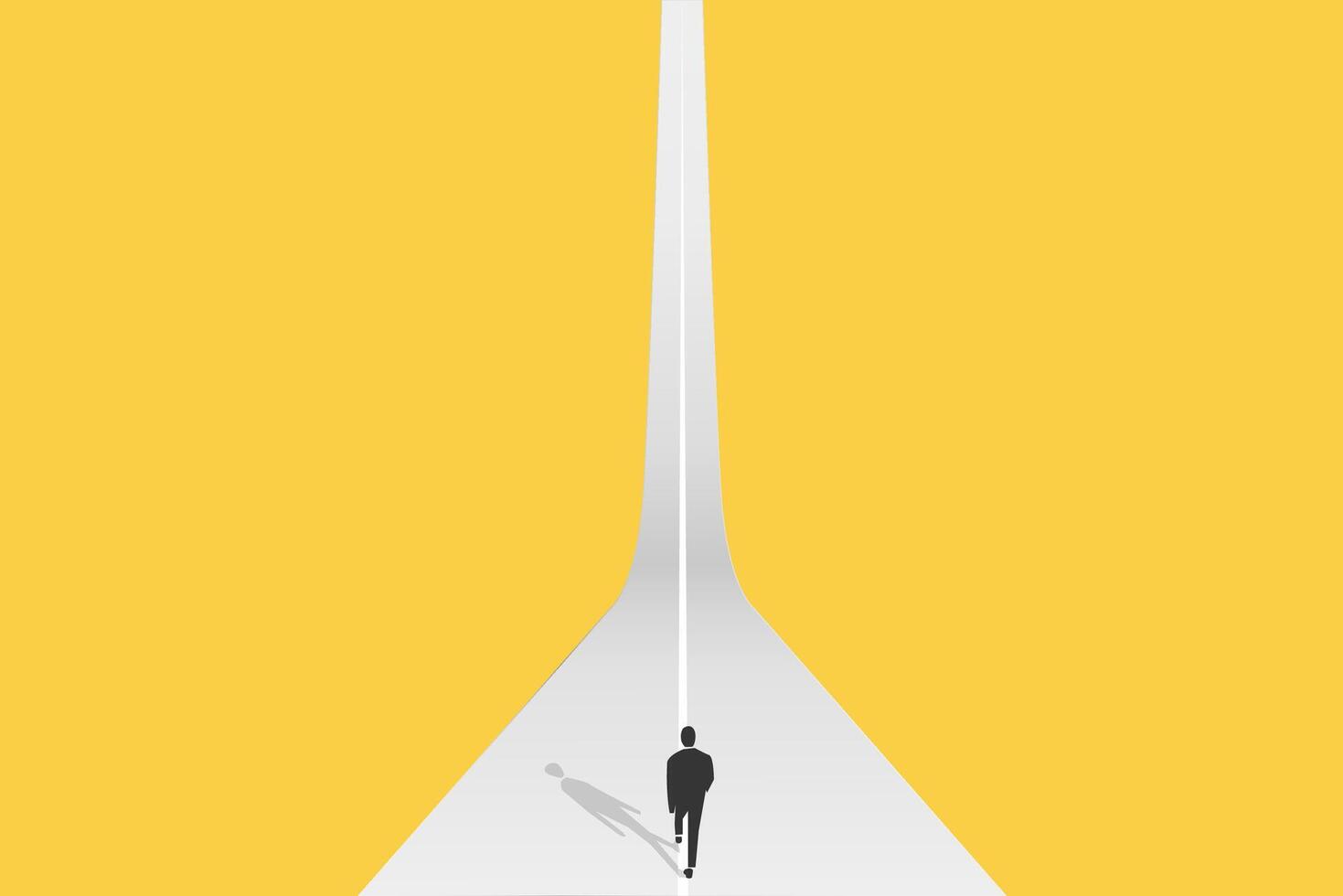 Businessman follow a path for business opportunities. visionary leadership different business routes. Symbol of ambition, motivation and long road ahead vector