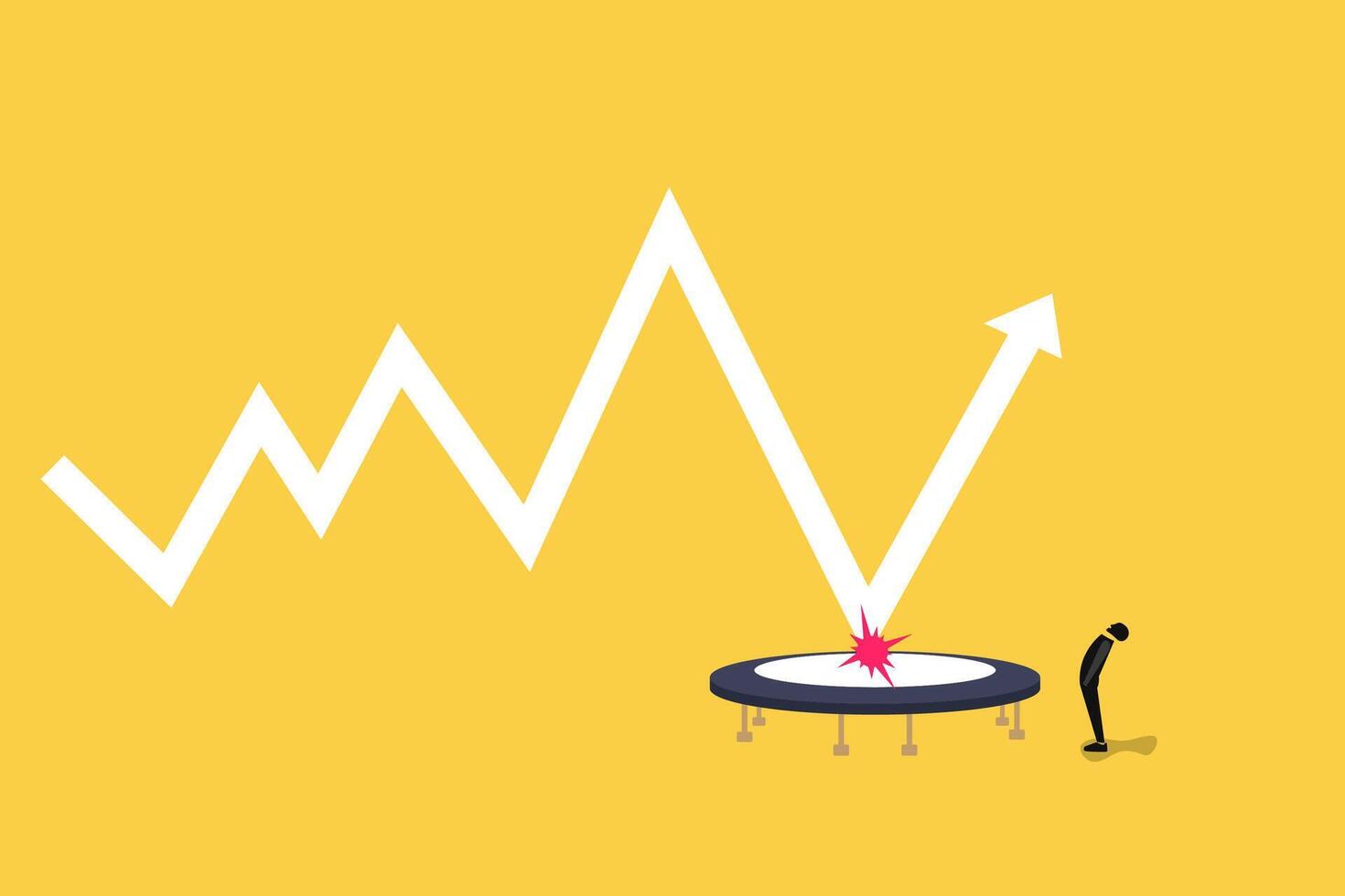 businessman looking at Graph bounce on trampoline jump flying high. concept of Profit increase and Protect market . Bull and bear traders on stock exchange vector