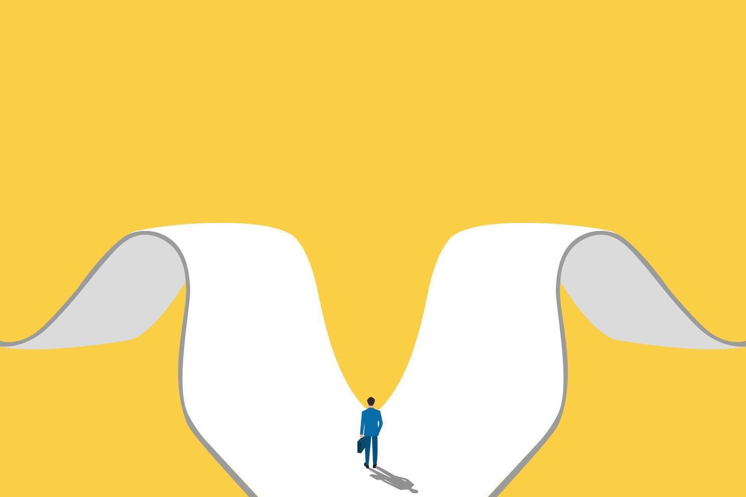 businessman walk in front of a crossroad with road split in three different ways vector