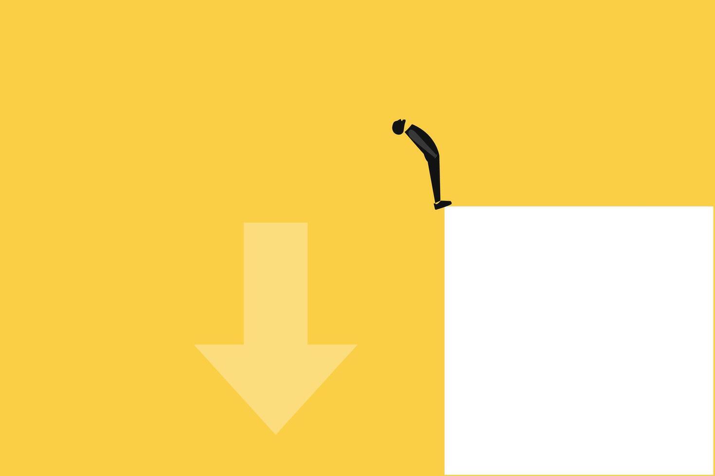 Businessman at edge of abyss. Business crisis, depression or burnout syndrome, stress, and recession vector