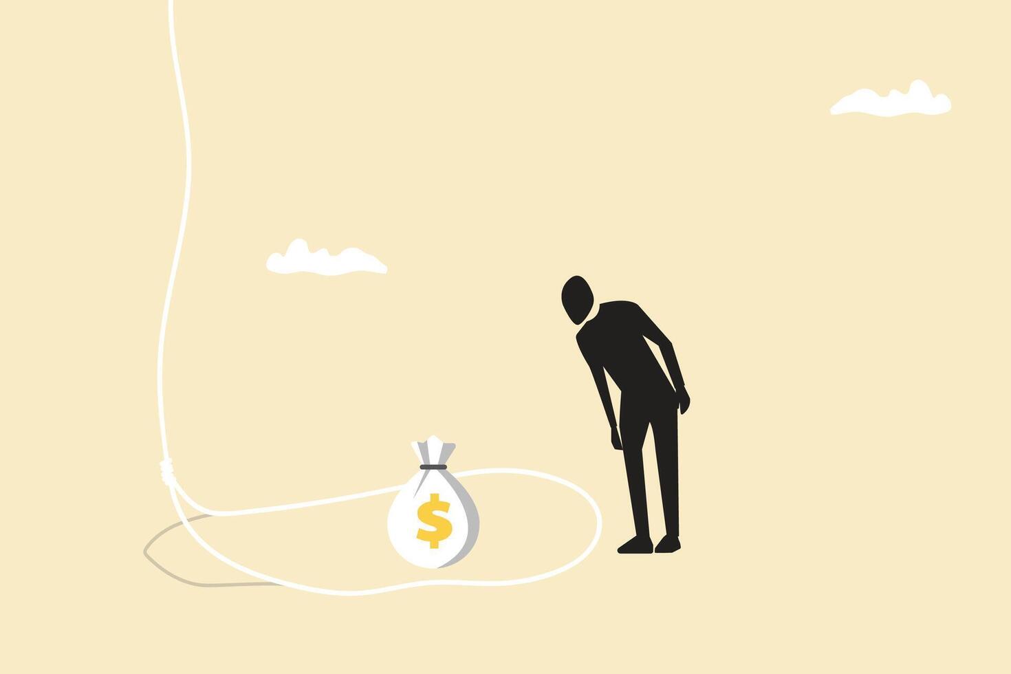 Investment and trap, Confused businessmen stand on the side of the trap. concept of Money trap to trick greed people, danger fraud, financial or investment problem vector