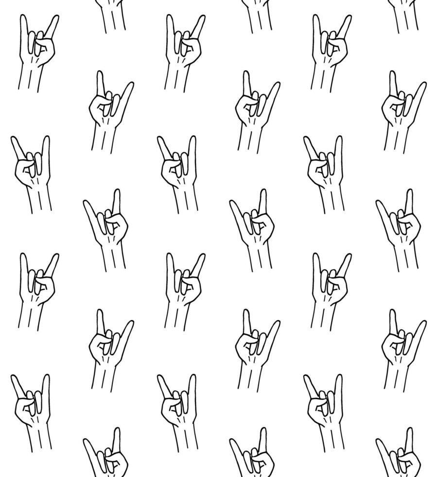 Seamless pattern of white sketch rock sign vector
