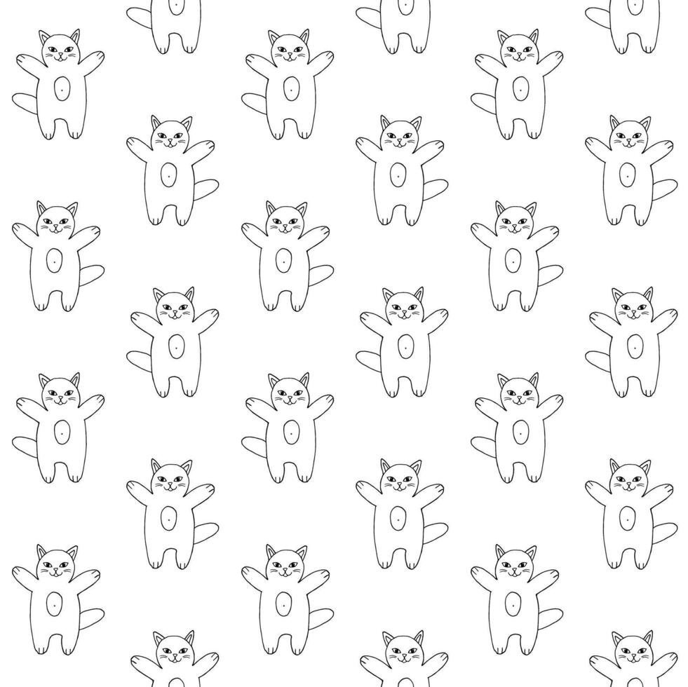 Seamless pattern of doodle cat vector